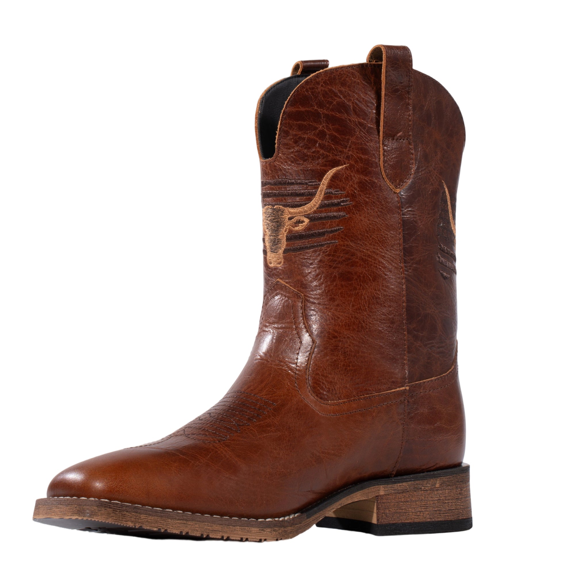 Winbird Cowboy Boots For Men Square Toe Western Men's Boots Vegan/Genuine Leather with Classic Patriot Pull On Boot
