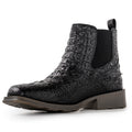 WINBIRD Cowboy Boots for Men Square Toe Faux Crocodile Western Chelsea Boots Slip on Ankle Boots Casual Mens Dress Shoes