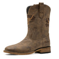 Winbird Cowboy Boots For Men Square Toe Western Men's Boots Vegan/Genuine Leather with Classic Patriot Pull On Boot