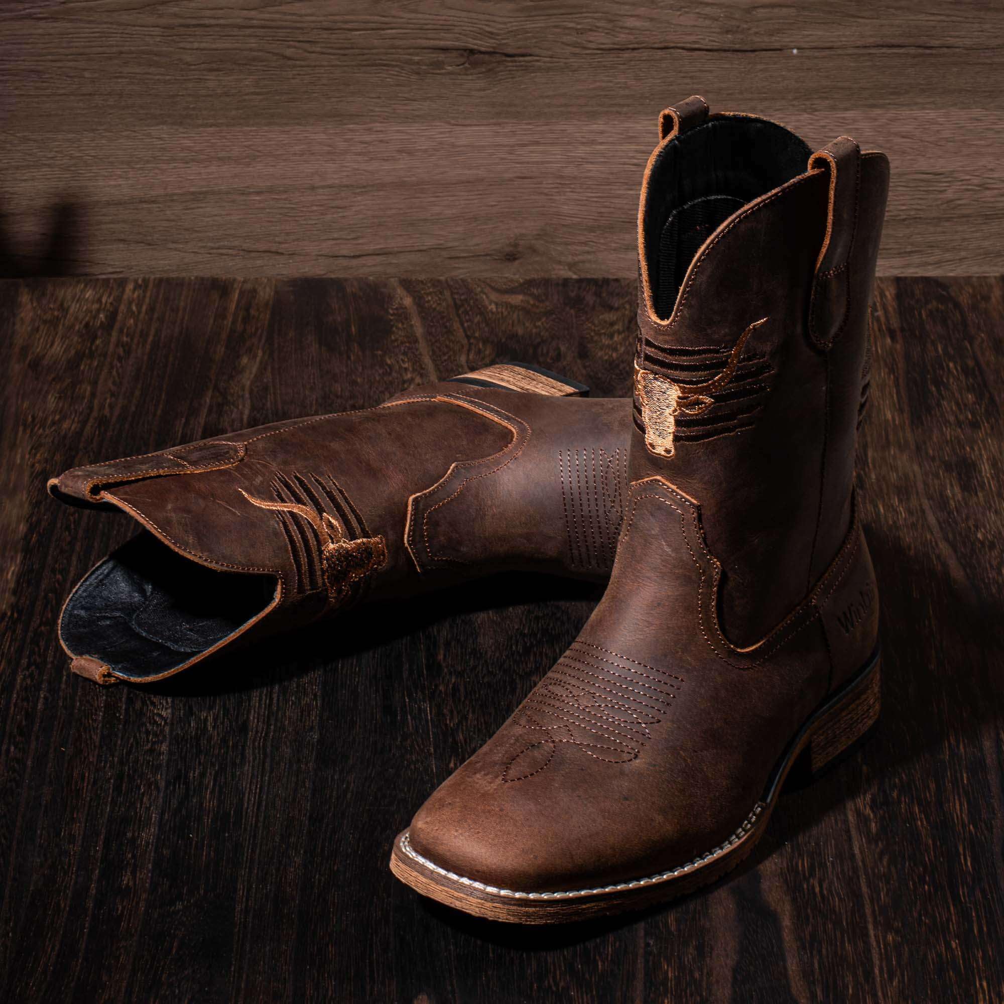 Winbird Cowboy Boots For Men Square Toe Western Men's Boots Vegan/Genuine Leather with Classic Patriot Pull On Boot